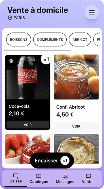 Application mobile, Ma caisse de comptoir - Interface responsive